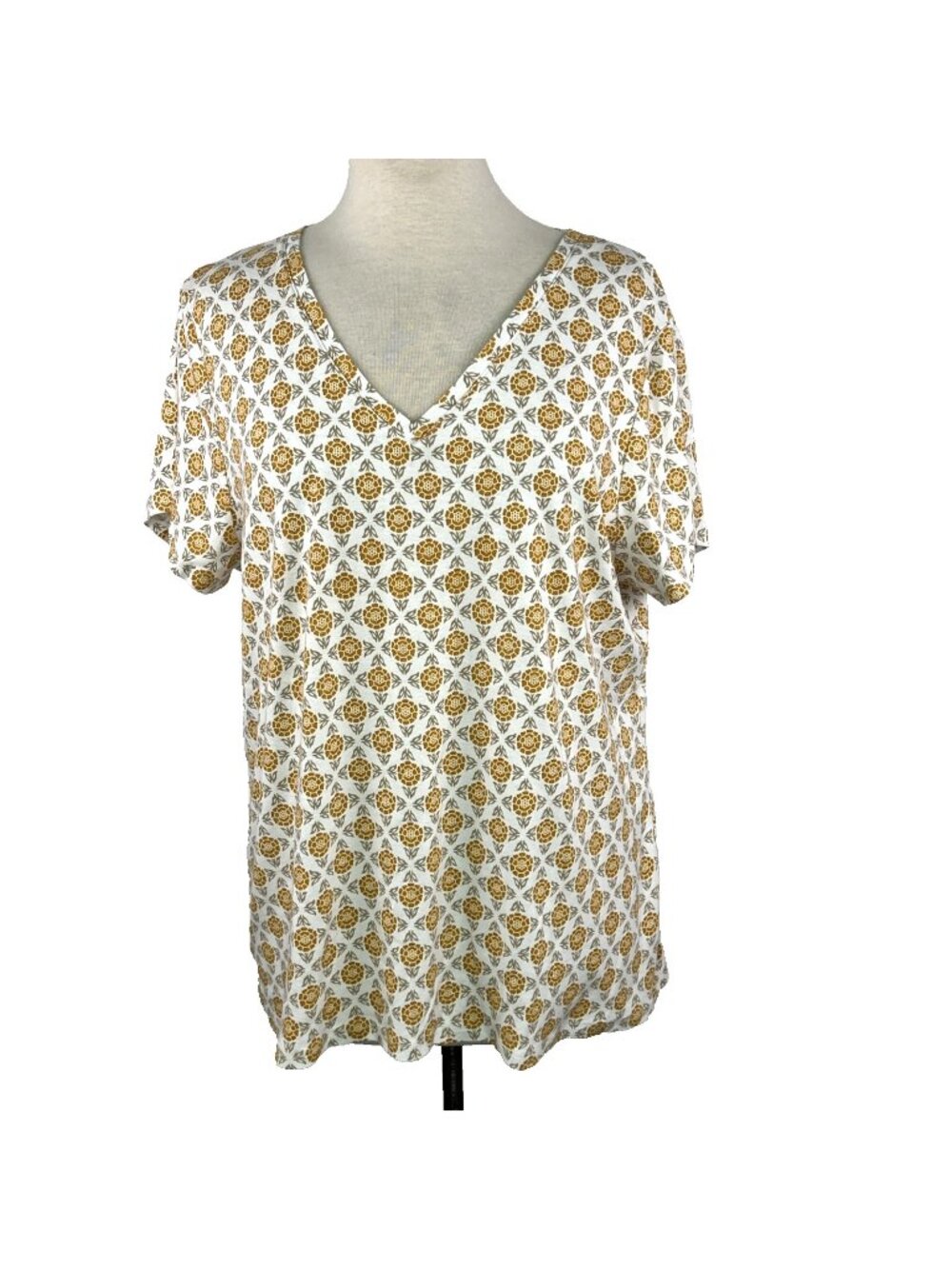 Croft & Barrow Sz XXL The Classic Tee Golden Yellow Floral Short Sleeve T-Shirt